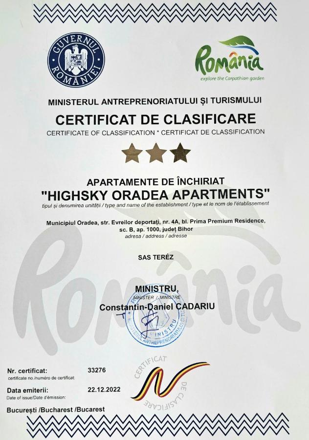 Highsky Oradea Apartments Eksteriør bilde